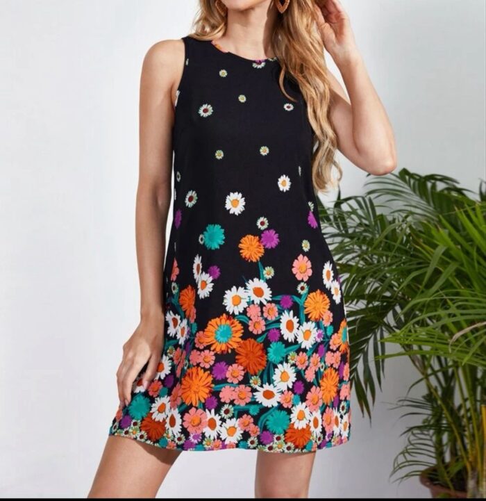 Vestido Sin Mangas Para Mujer Con Estampado De Flores Multicolor - Imagen 1