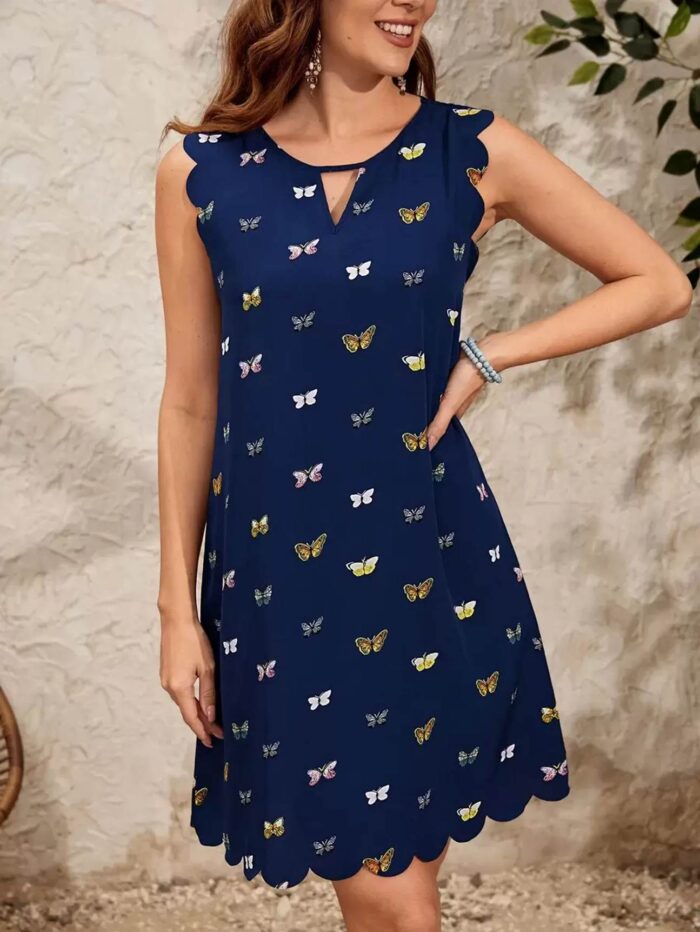 Vestido azul con mariposas sin mangas - Imagen 1