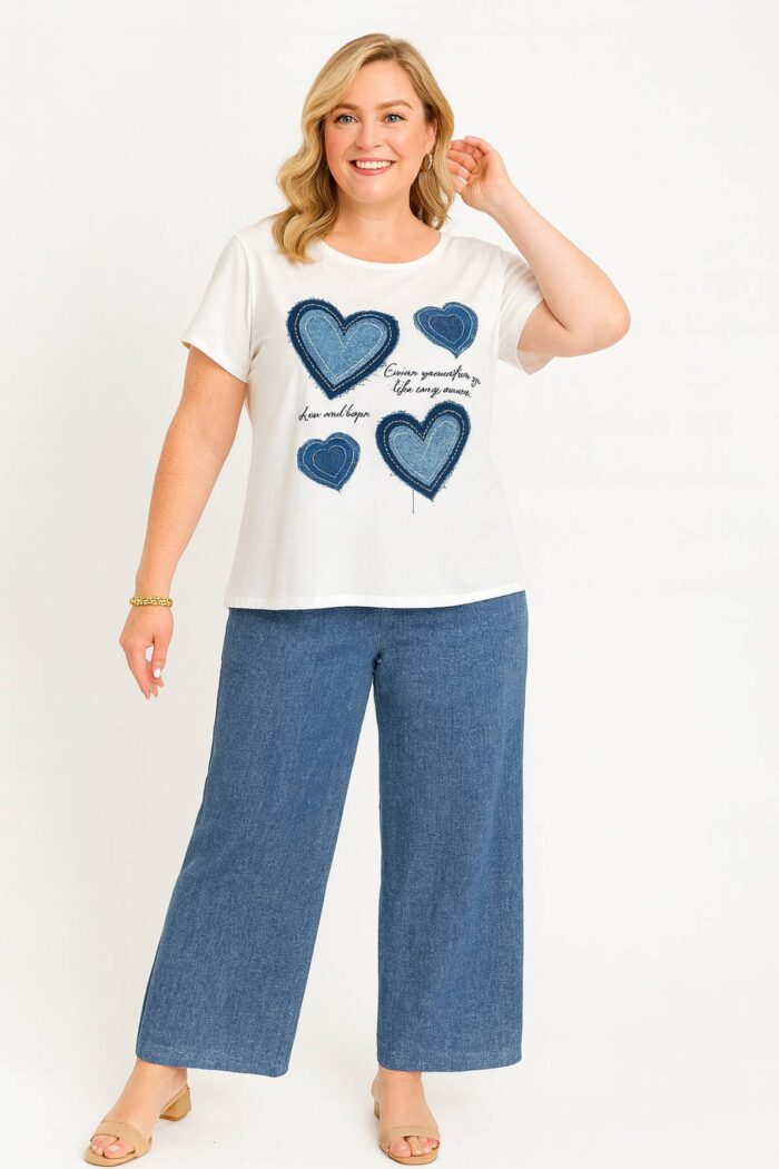 Set 2 piezas top ajustado y diseño de corazón, Multicolor - Imagen 1
