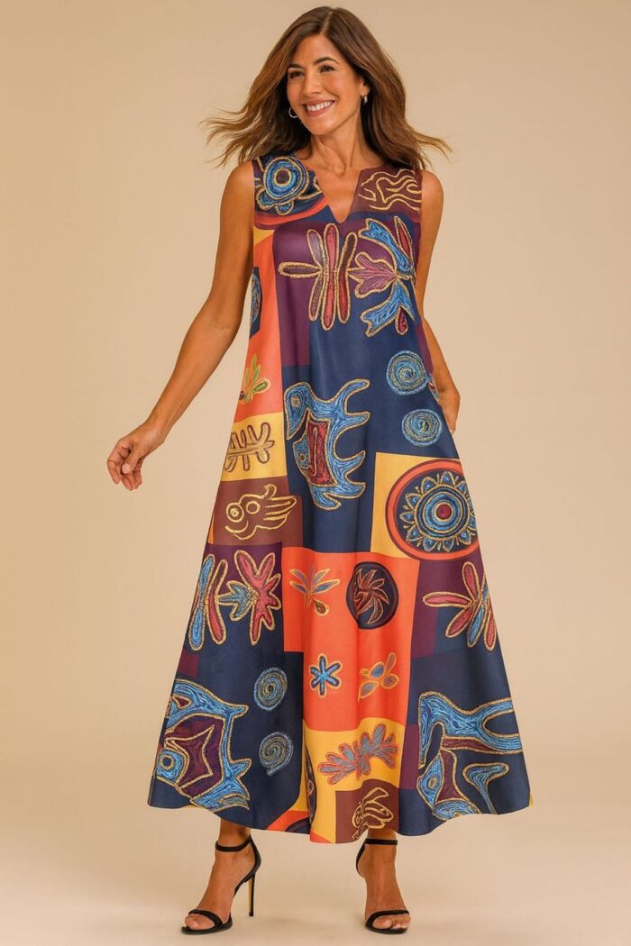 Maxi vestido multicolor sin mangas - Imagen 1