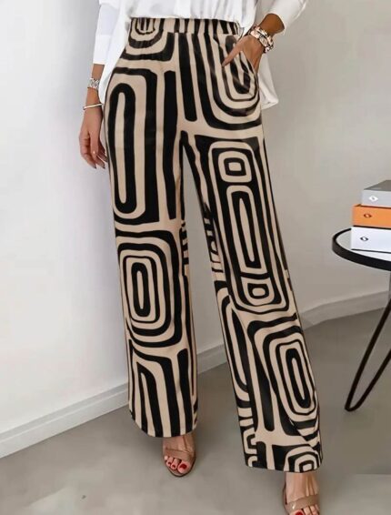 Pantalones negros de estampado geométrico